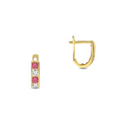Cercei copii aur 14K cu pietre rosii si tortita inchisa DiAmanti KCE0016E14K-SMALL-AS
